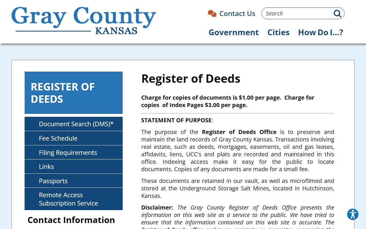 Gray County Clerk of the District Court and Register of Deeds record routing