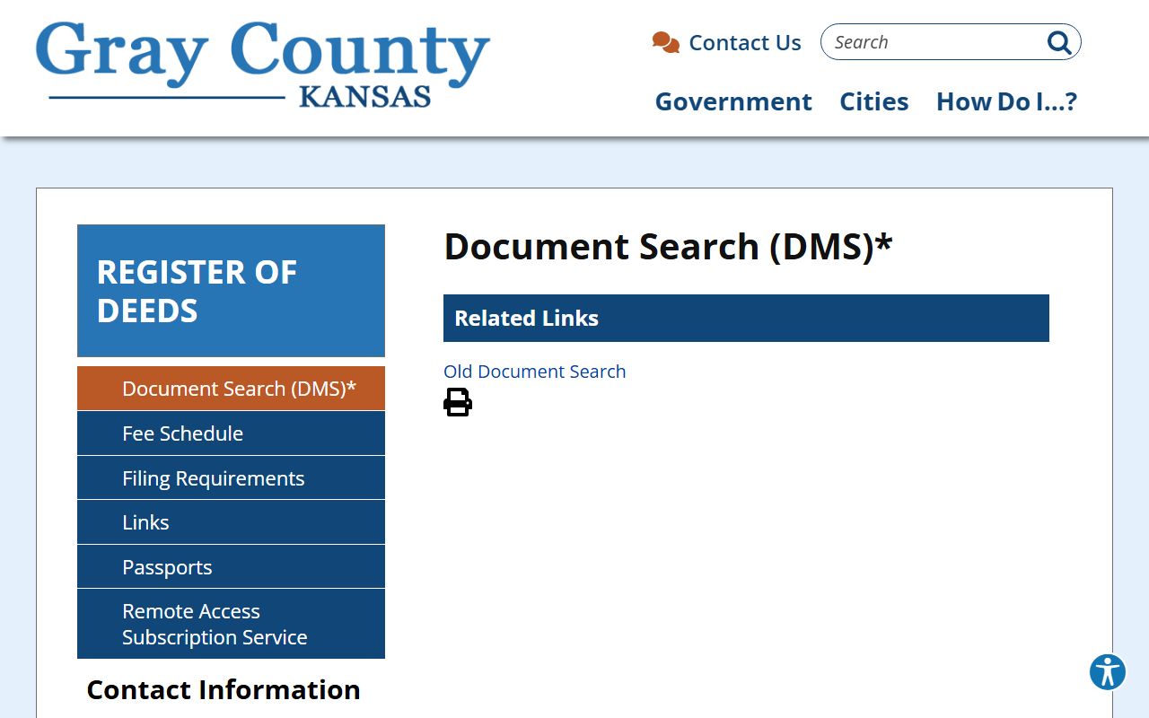 Gray County Clerk of the District Court compared with DMS land document search
