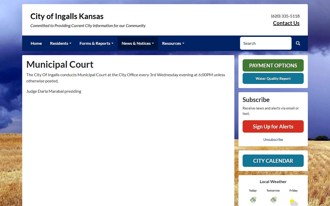 Gray County arrest records Ingalls Municipal Court page
