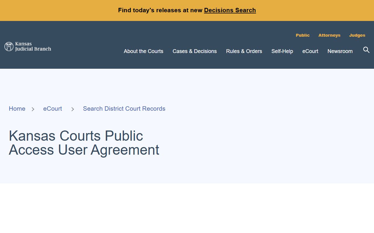 Gray County court records Kansas public access portal user agreement