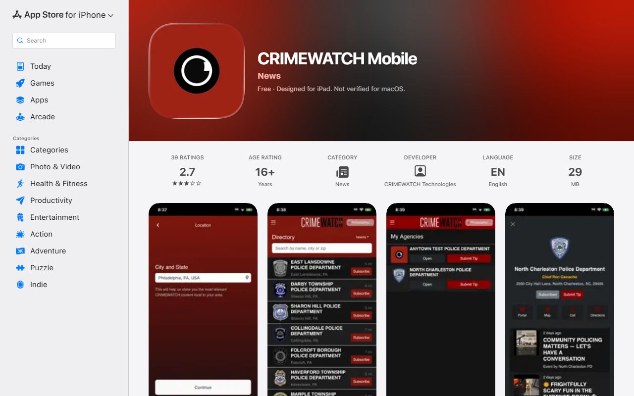 Gray County criminal court records CRIMEWATCH mobile app Apple listing