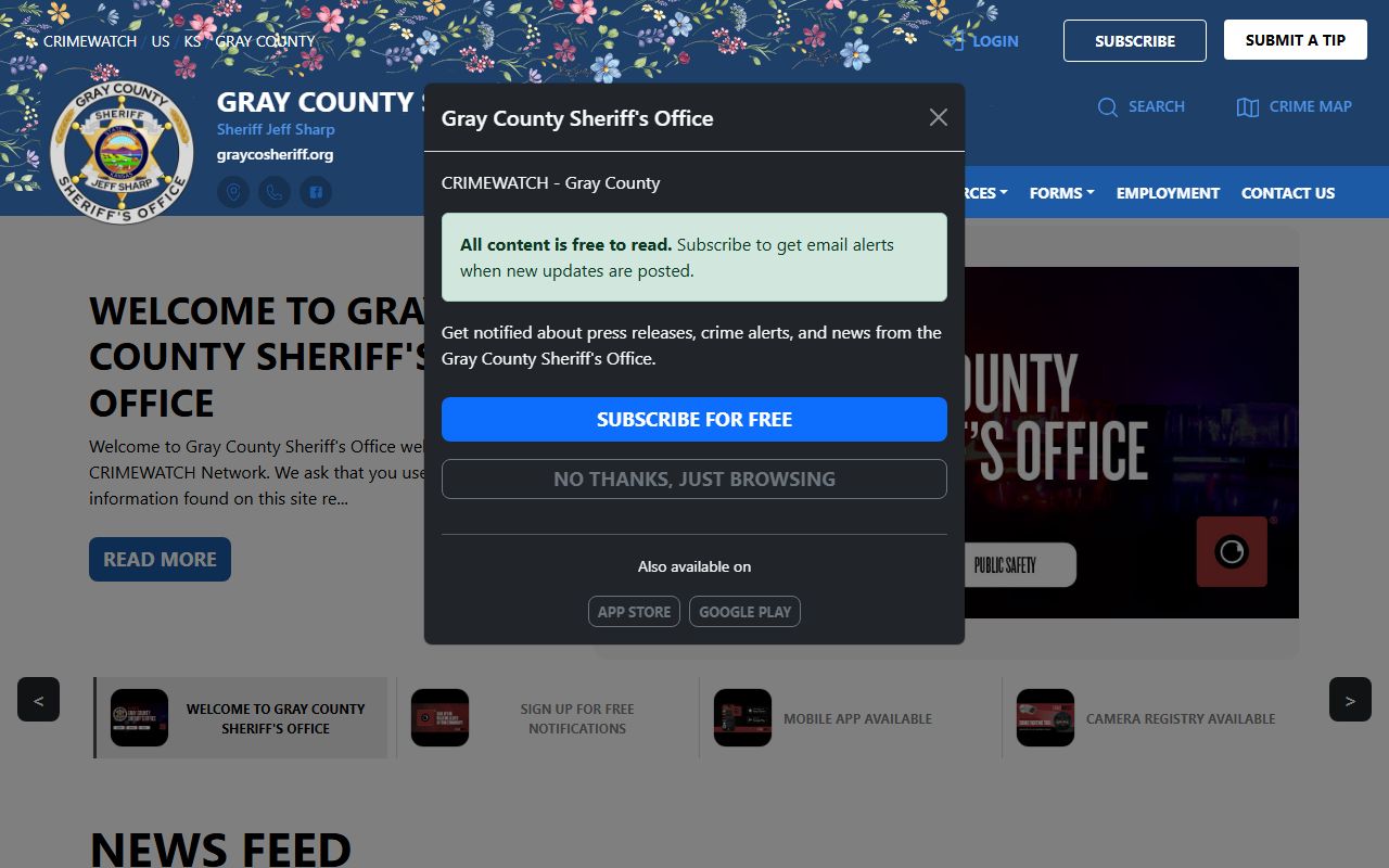 Gray County criminal court records CRIMEWATCH agency page