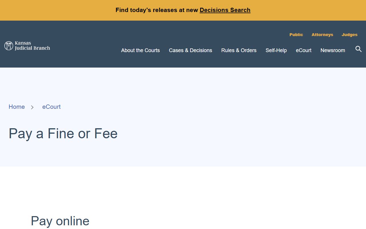 Gray County District Court payment and fine routing through Kansas courts